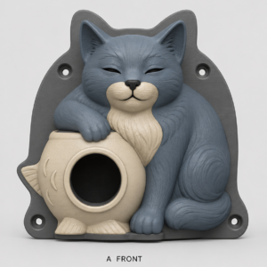 Russian Blue EV Cable Holder – Fish-shaped Bowl