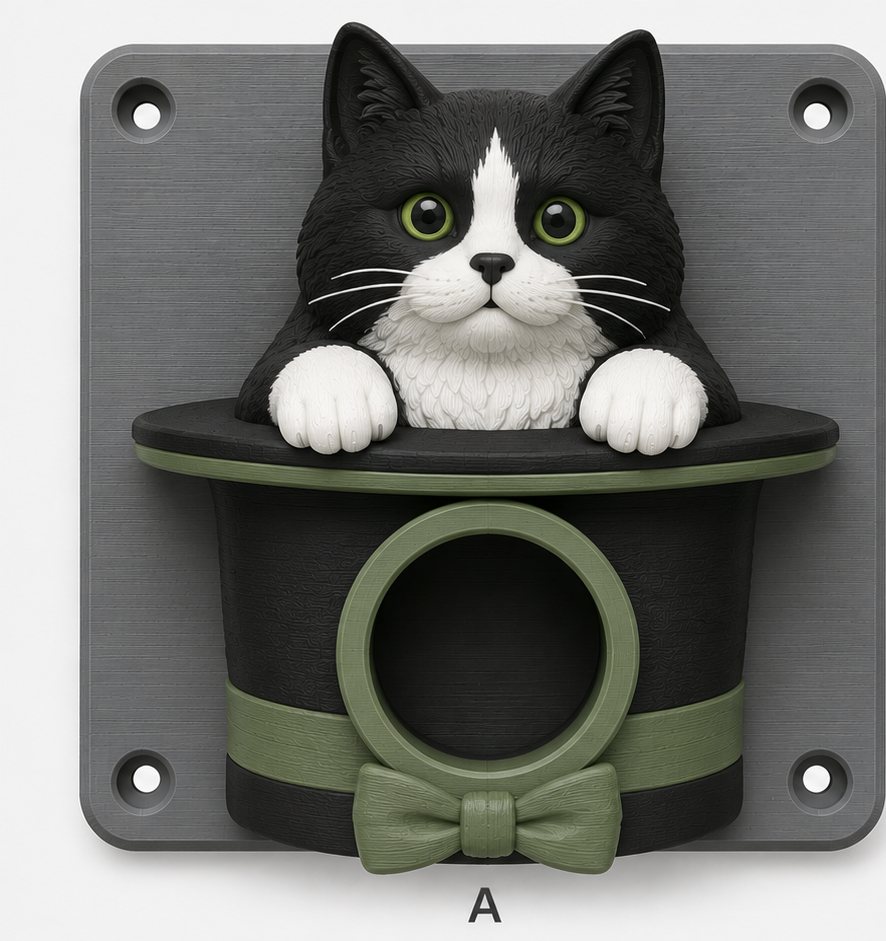 Tuxedo cat EV Cable Holder – Top Hat
