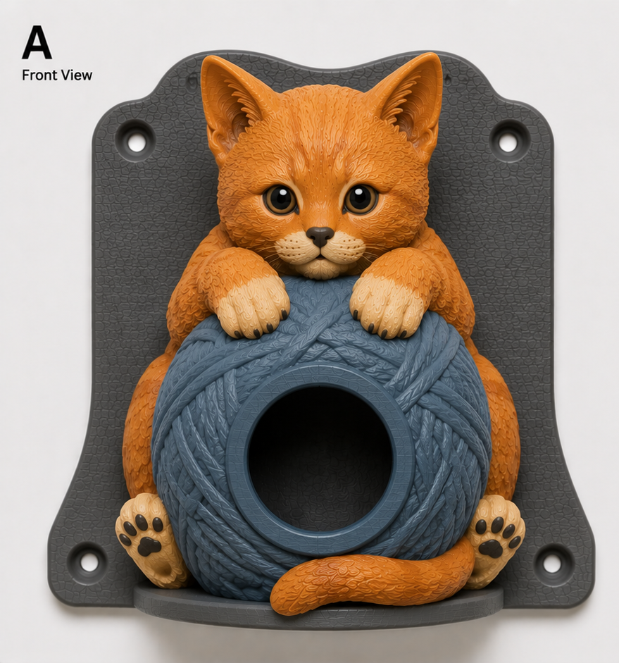 Ginger kitten EV Cable Holder – Hugging a Ball of Wool
