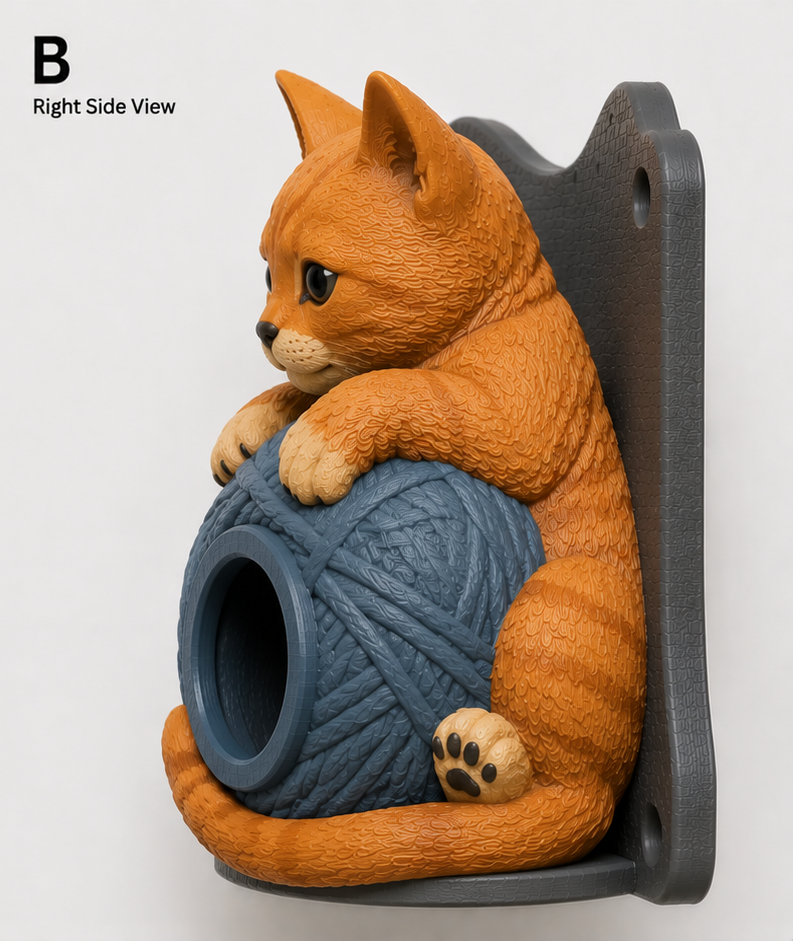 Ginger kitten EV Cable Holder – Hugging a Ball of Wool - Image 2