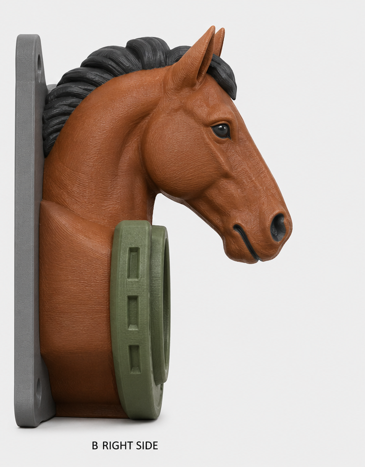 Horse head inside a double horseshoe EV Cable Holder - Image 2