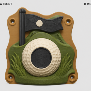 Golf ball beneath a waving pin flag EV Cable Holder