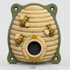 Traditional woven skep covered with bees EV Cable Holder