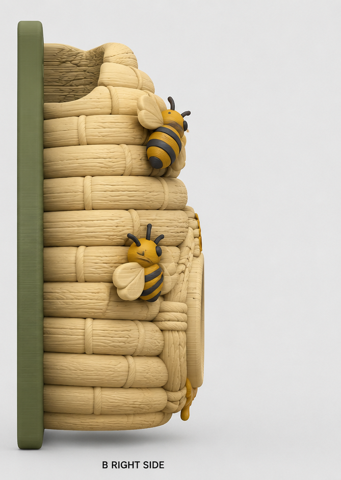 Traditional woven skep covered with bees EV Cable Holder - Image 2