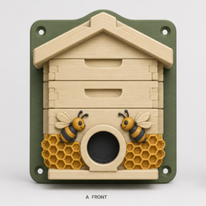 Wooden National hive with a pitched roof EV Cable Holder