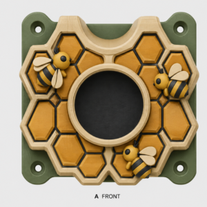 Three bees circling a hive entrance EV Cable Holder