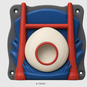 Rugby ball between heavy goal posts EV Cable Holder