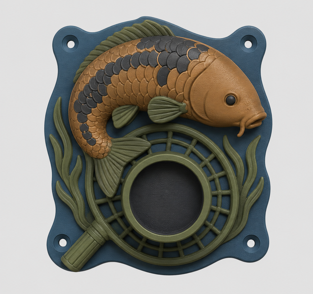 Mirror carp turning above a landing net EV Cable Holder